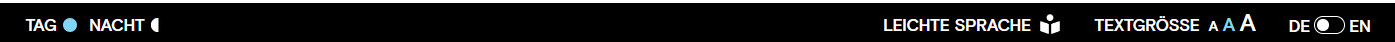 Ansicht des unteren schwarzen Kastens mit Tag-Nacht-Modus und Leichte-Sprache-Bereich